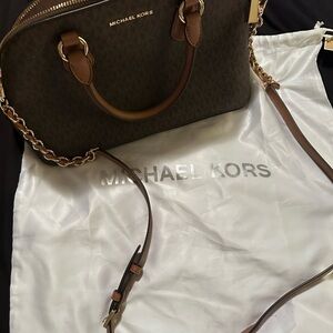 Michael Kors Dark Brown Satchel with Gold Accents